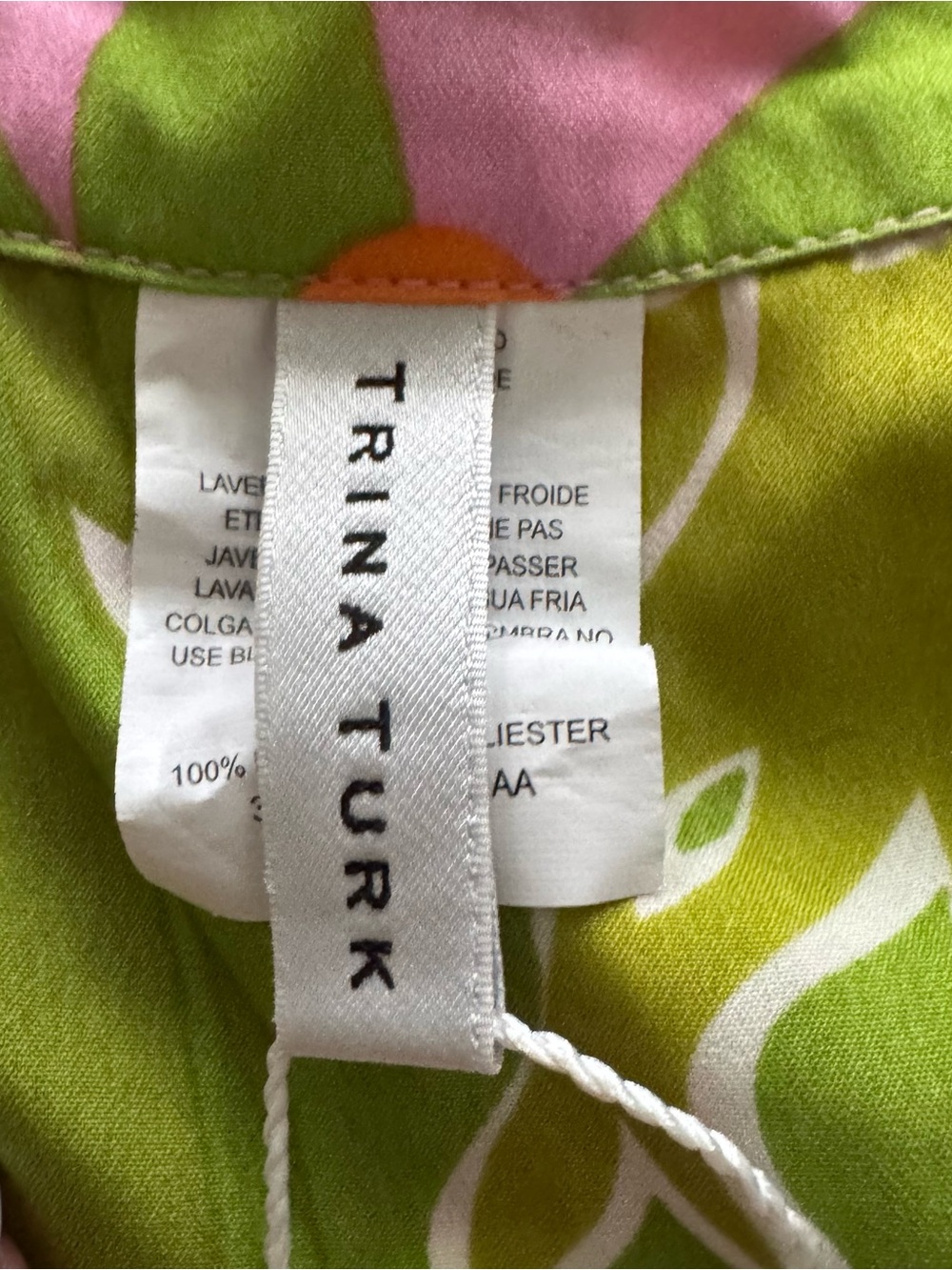 Trina Turk Pink & Lime Floral Button-Front Tie Dress Swim Coverup - Picture 6 of 9